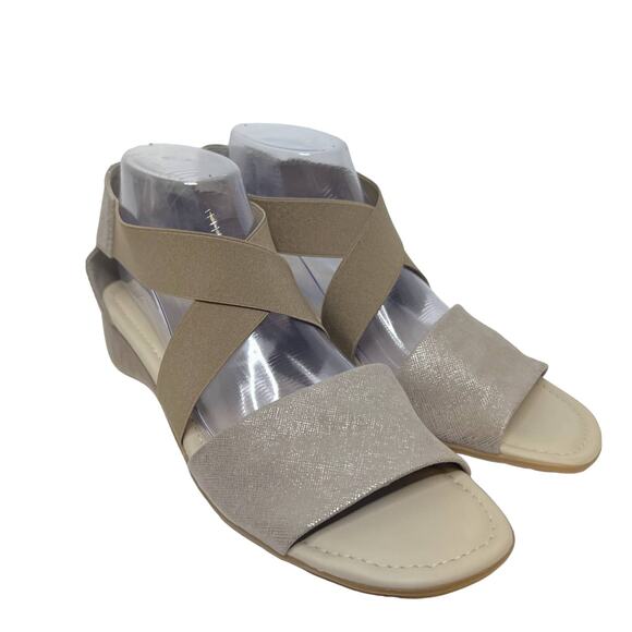 The Flexx Sz 10 Sunglass Too Elastic Cross Strap Stretch Sandals Metallic Taupe - Picture 1 of 7